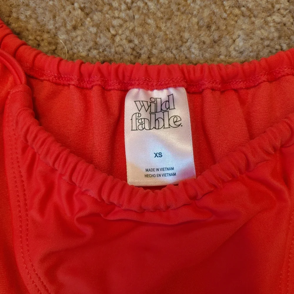 LIKE NEW Vibrant Red Side Tie High Cut Bikini Bottom Sz XS
